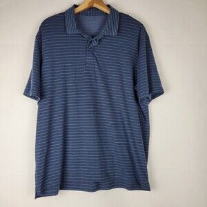 REI Co-op Polo Shirt Mens Large Lightweight Poly Tencel Blue Striped Casual Golf